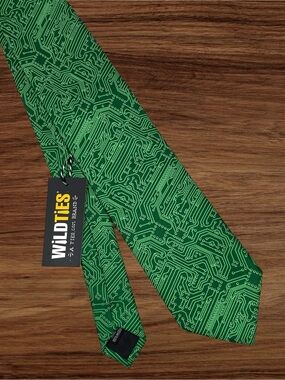 WildTies The Circuit Board Green 59” Tie